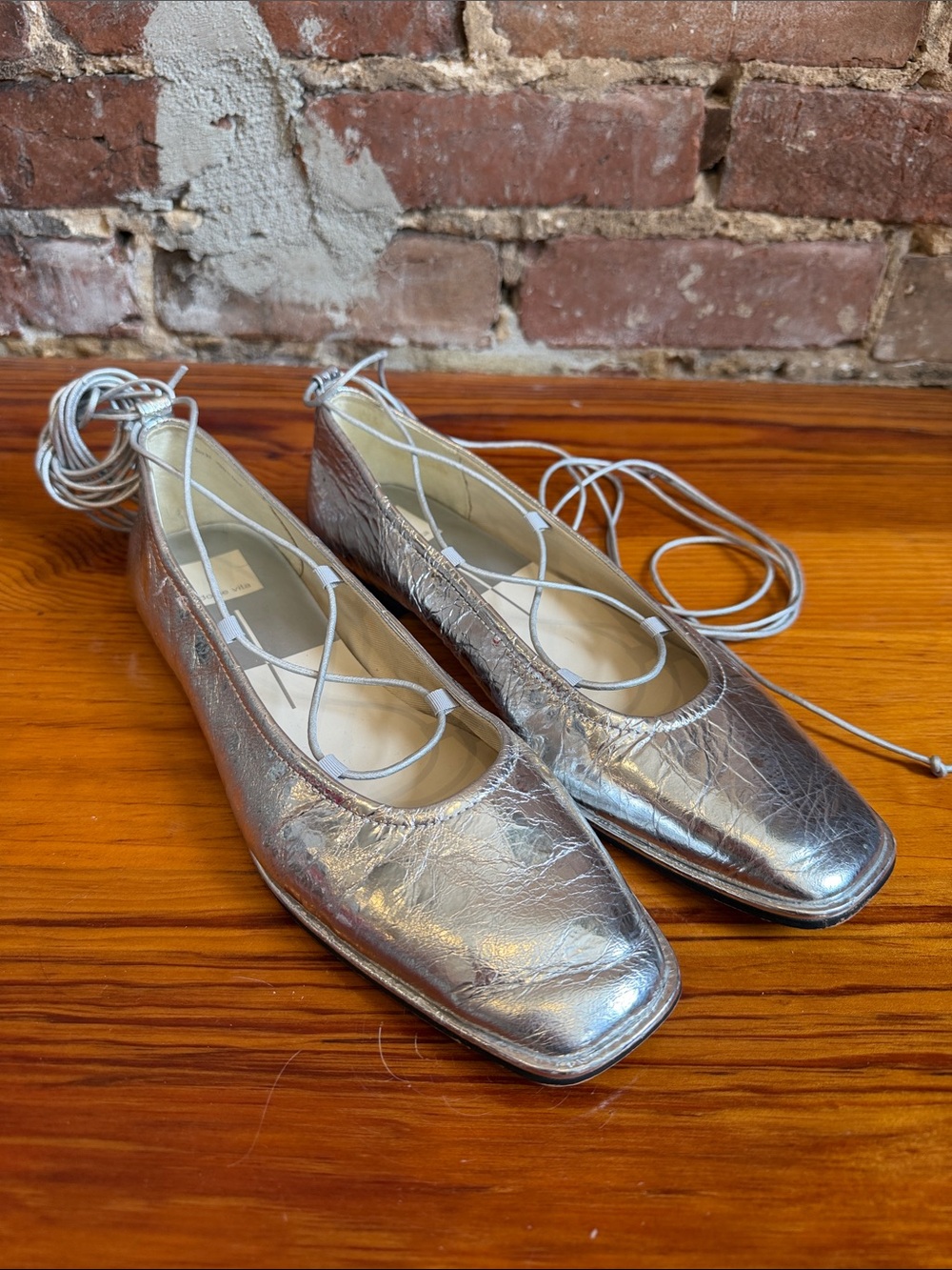 Dolce Vita Women's Silver Lace-Up Ballet Flats